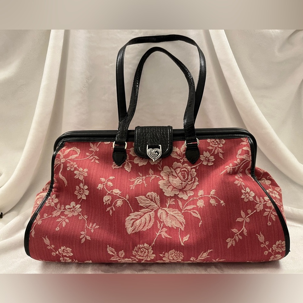 Brighton Extra Large Framed Rose Tapestry Doctor-Style Bag